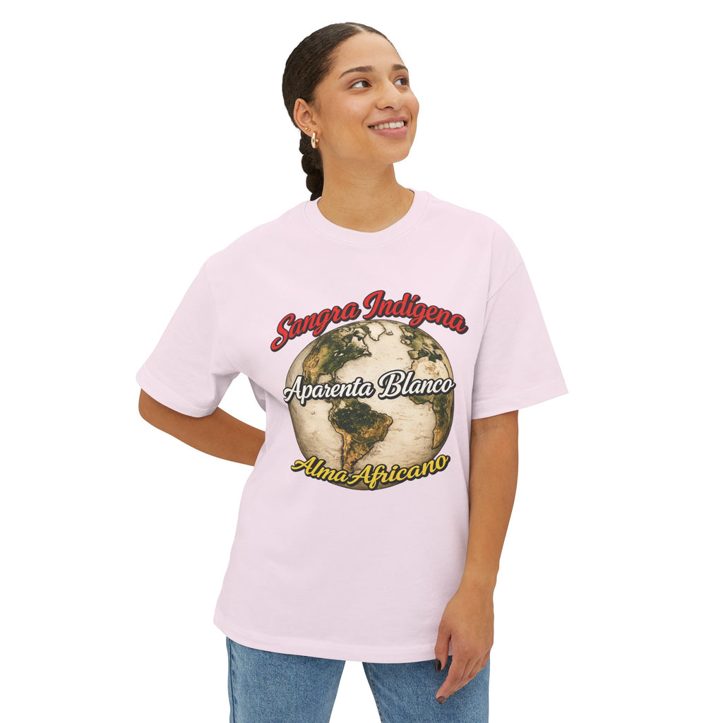 Graphic Tee — "Sangre Indígena, Aparenta Blanco, Alma Africana" Earth Design