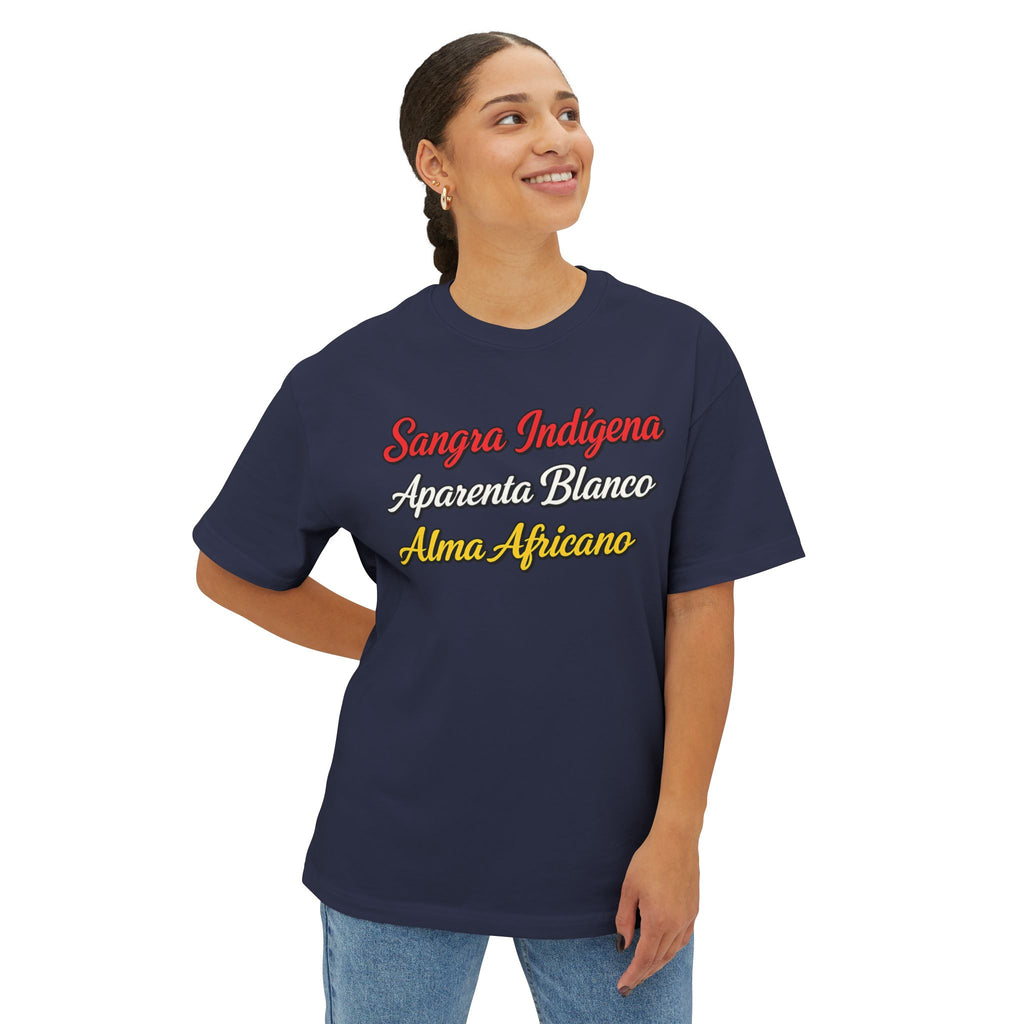 Graphic Tee — "Sangre Indígena, Apariencia Blanco, Alma Africano"