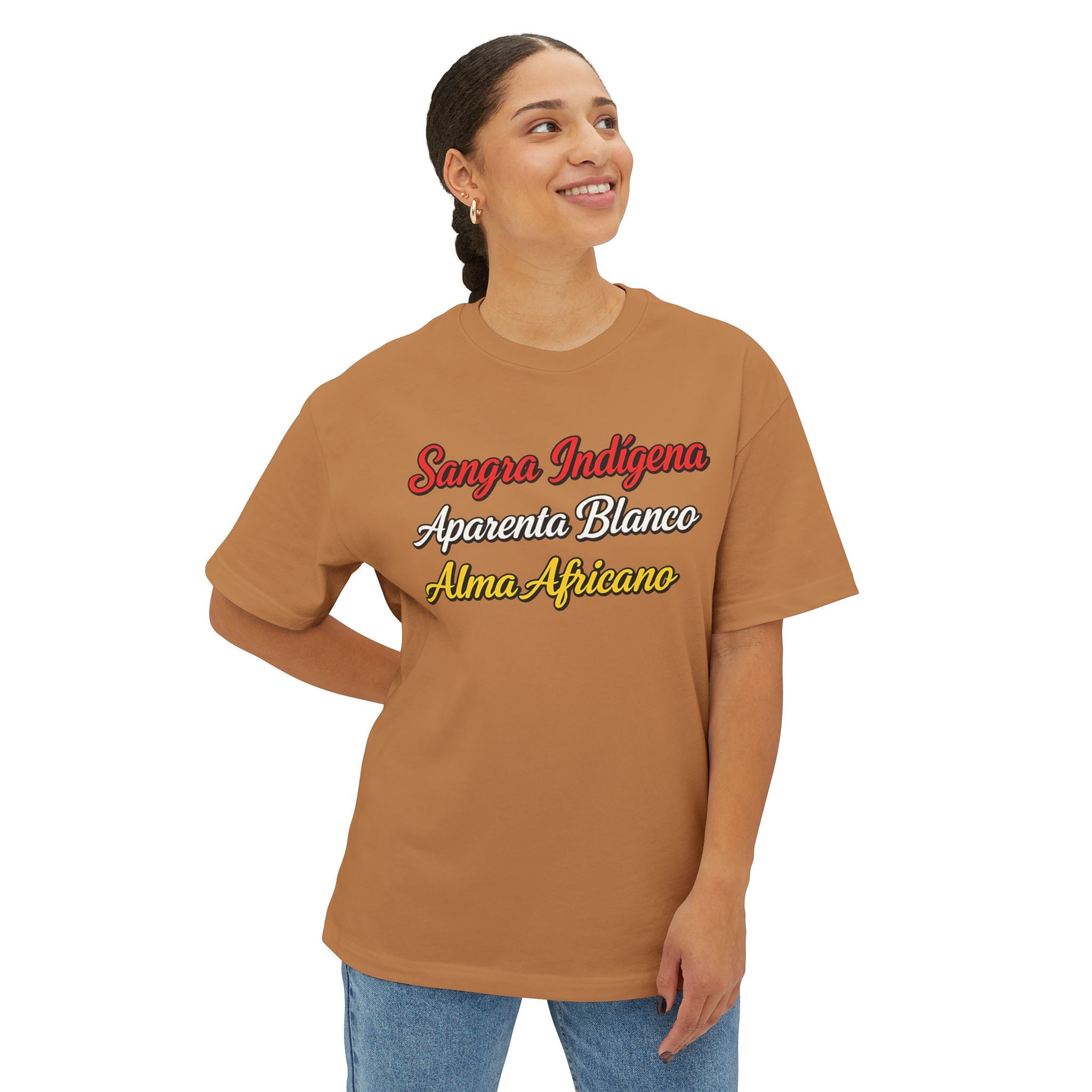 Graphic Tee — "Sangre Indígena, Apariencia Blanco, Alma Africano"
