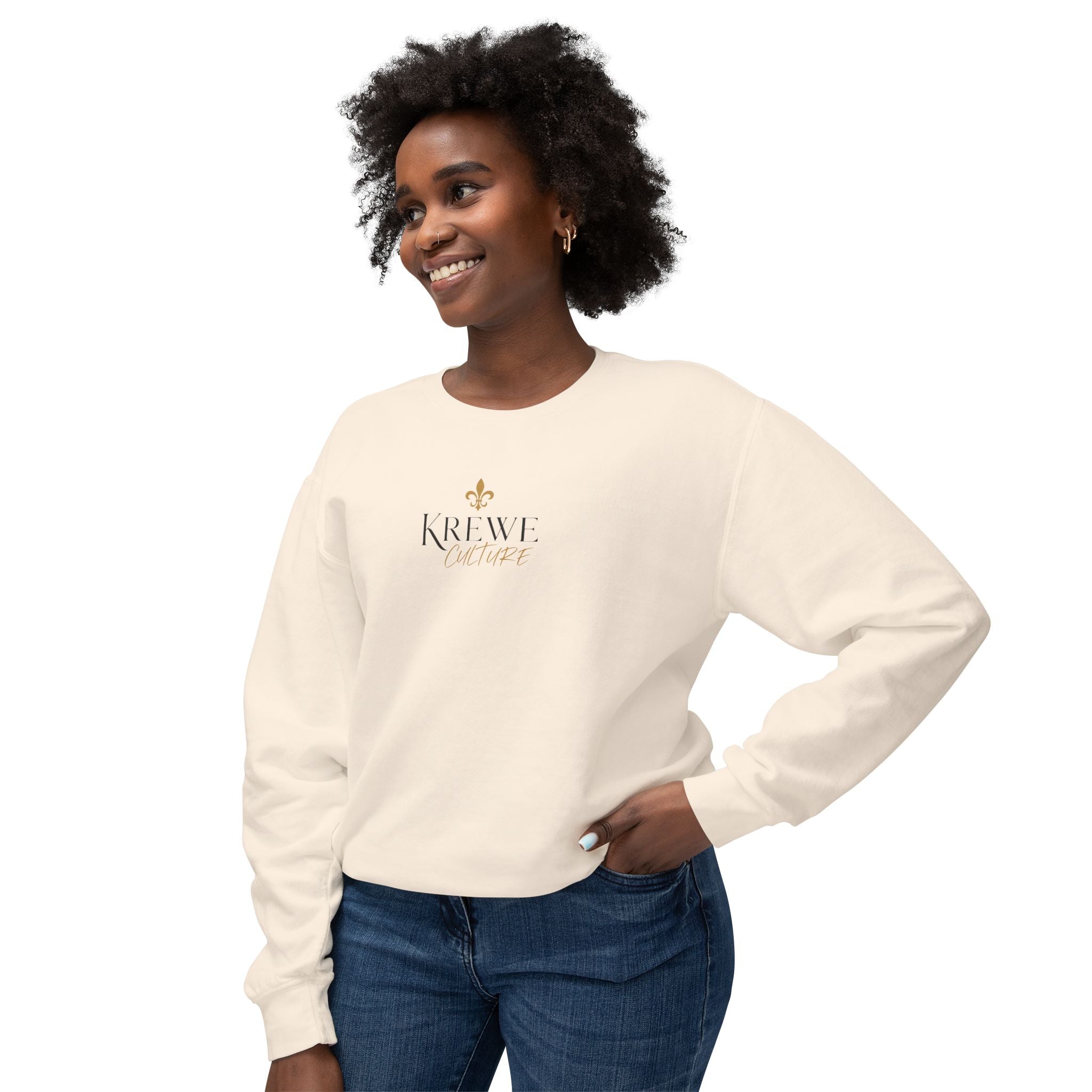 Crewneck Sweatshirt — 'Krewe' Logo Front & "Culture Is Everything" Back (Minimal Luxe)