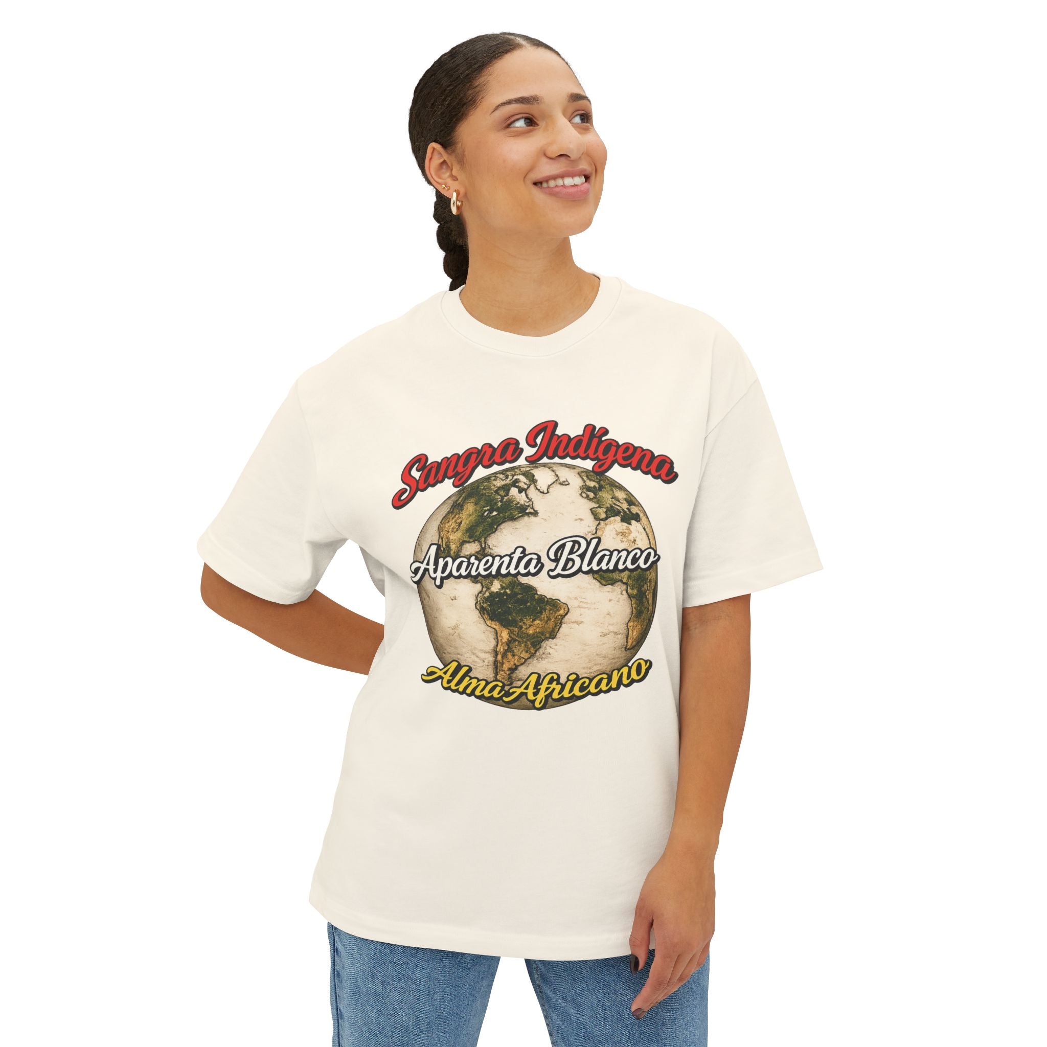 Graphic Tee — "Sangre Indígena, Aparenta Blanco, Alma Africana" Earth Design