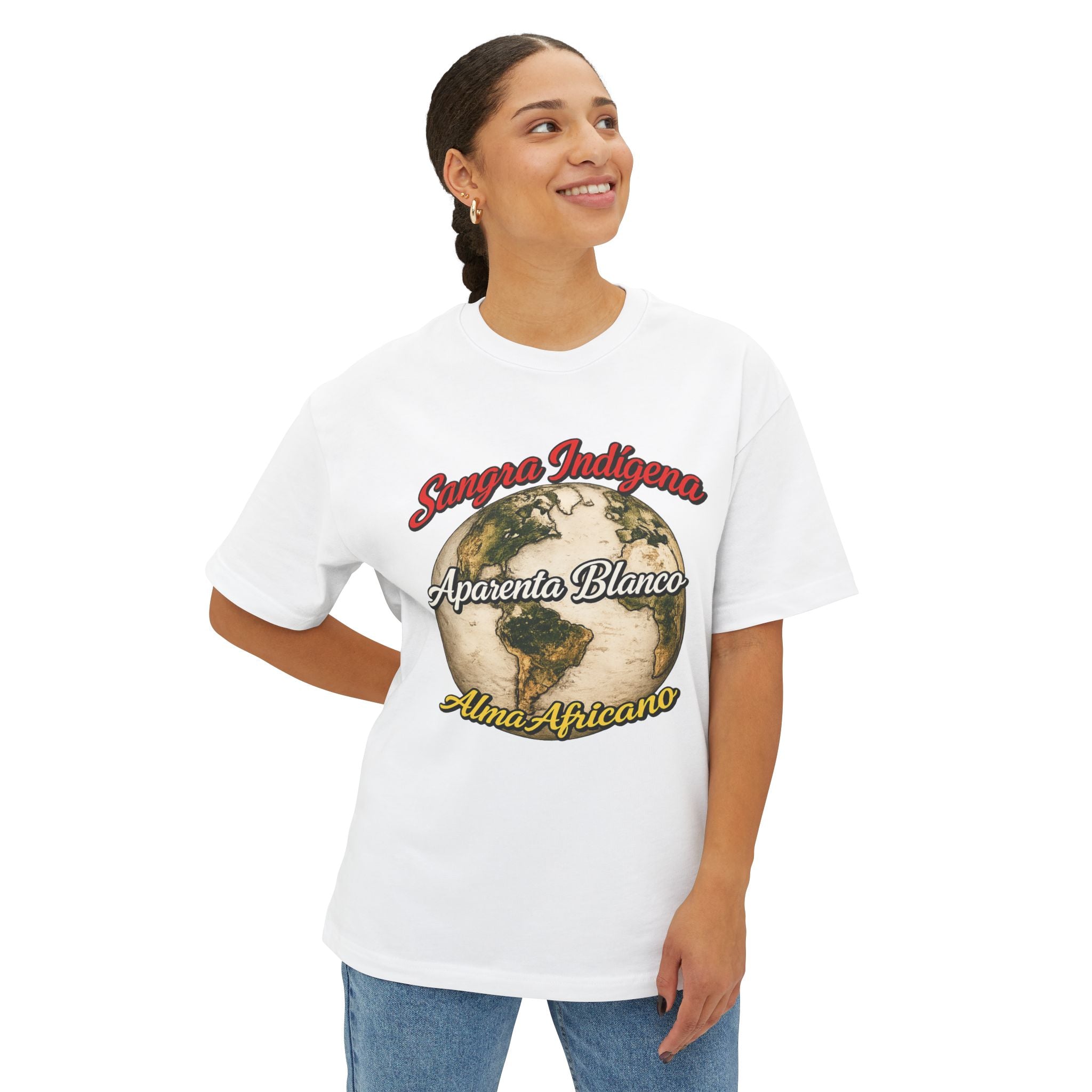 Graphic Tee — "Sangre Indígena, Aparenta Blanco, Alma Africana" Earth Design