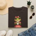 Frog in Dress Tee — Cute Frog Holding Coffee Graphic T-Shirt