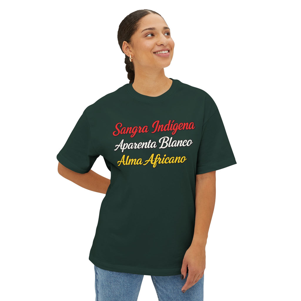 Graphic Tee — "Sangre Indígena, Apariencia Blanco, Alma Africano"
