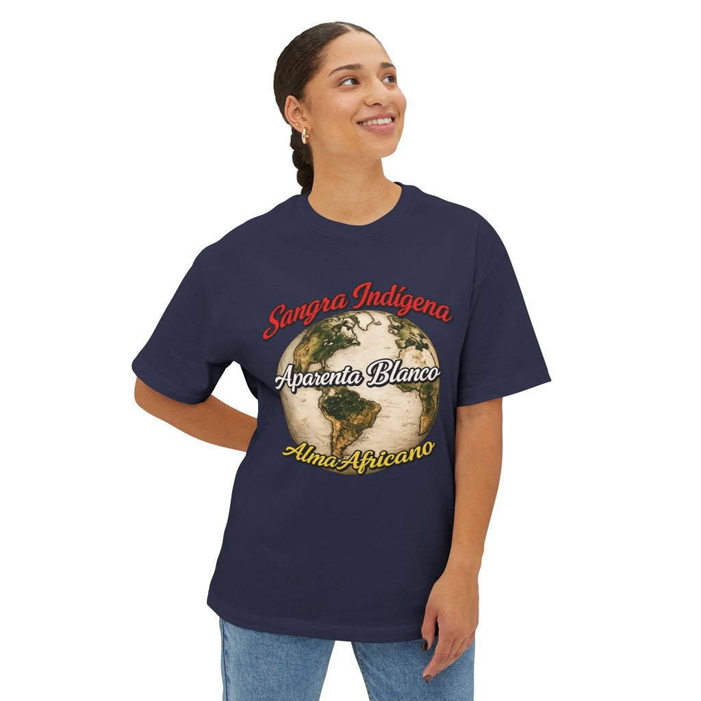 Graphic Tee — "Sangre Indígena, Aparenta Blanco, Alma Africana" Earth Design