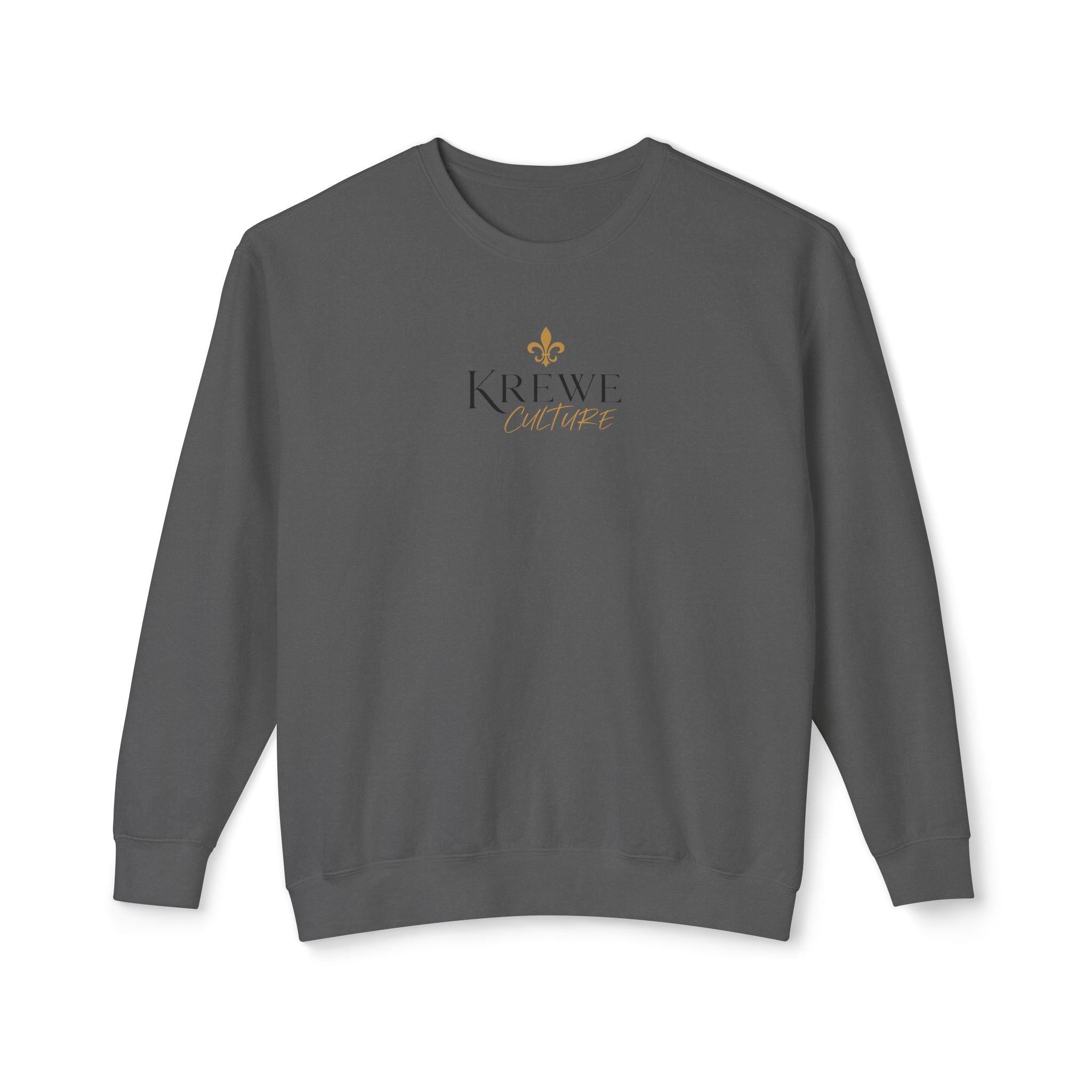 Crewneck Sweatshirt — 'Krewe' Logo Front & "Culture Is Everything" Back (Minimal Luxe)