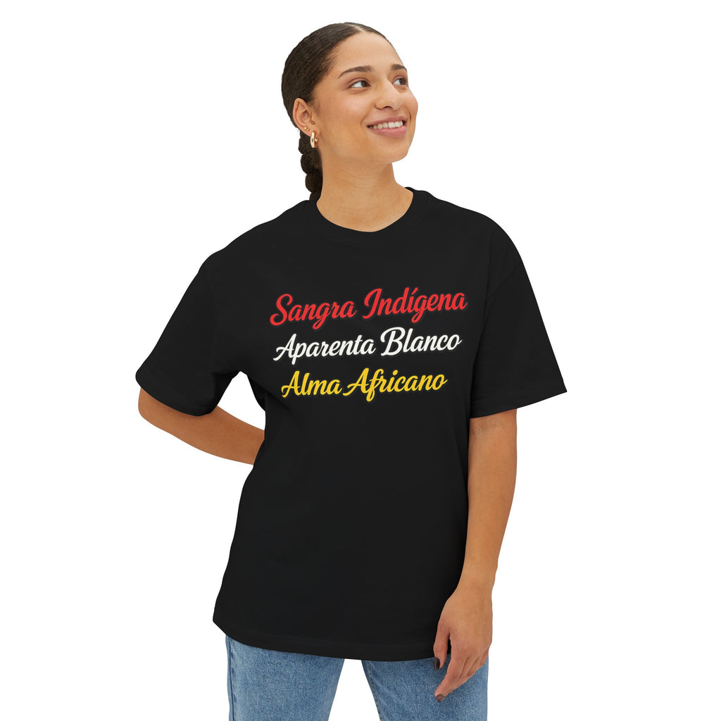Graphic Tee — "Sangre Indígena, Apariencia Blanco, Alma Africano"