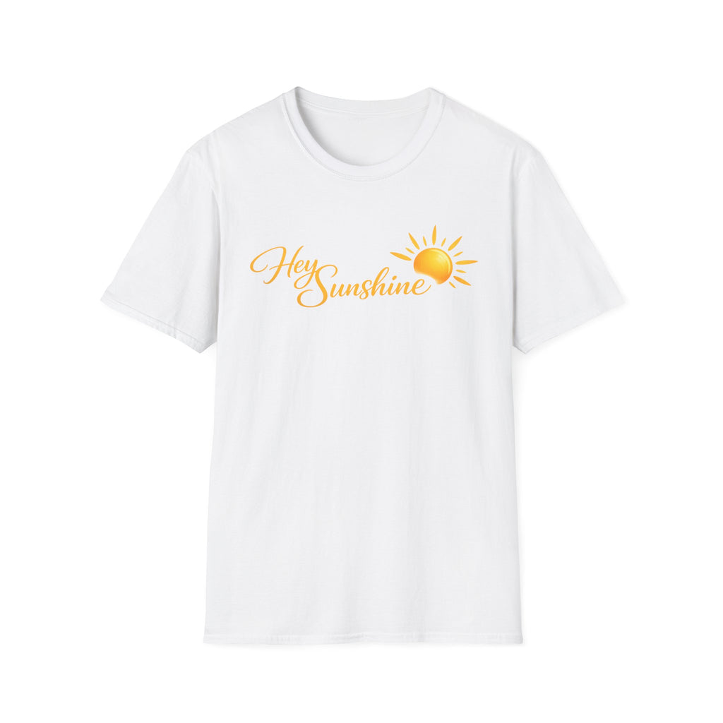 Hey Sunshine T‑Shirt — Bright Sun Script Tee for Women & Men