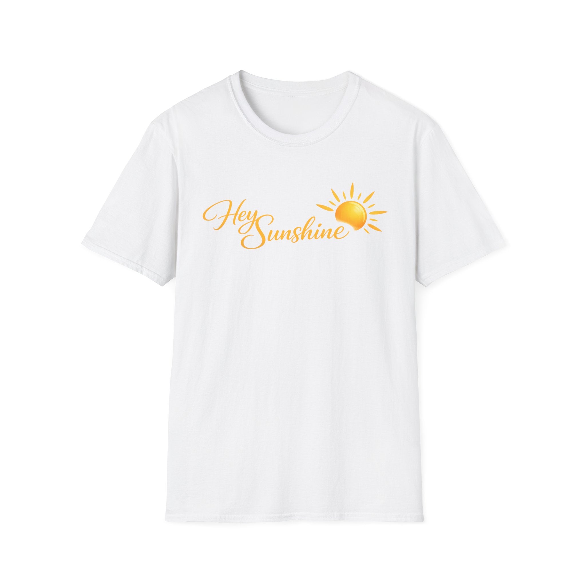 Hey Sunshine T‑Shirt — Bright Sun Script Tee for Women & Men