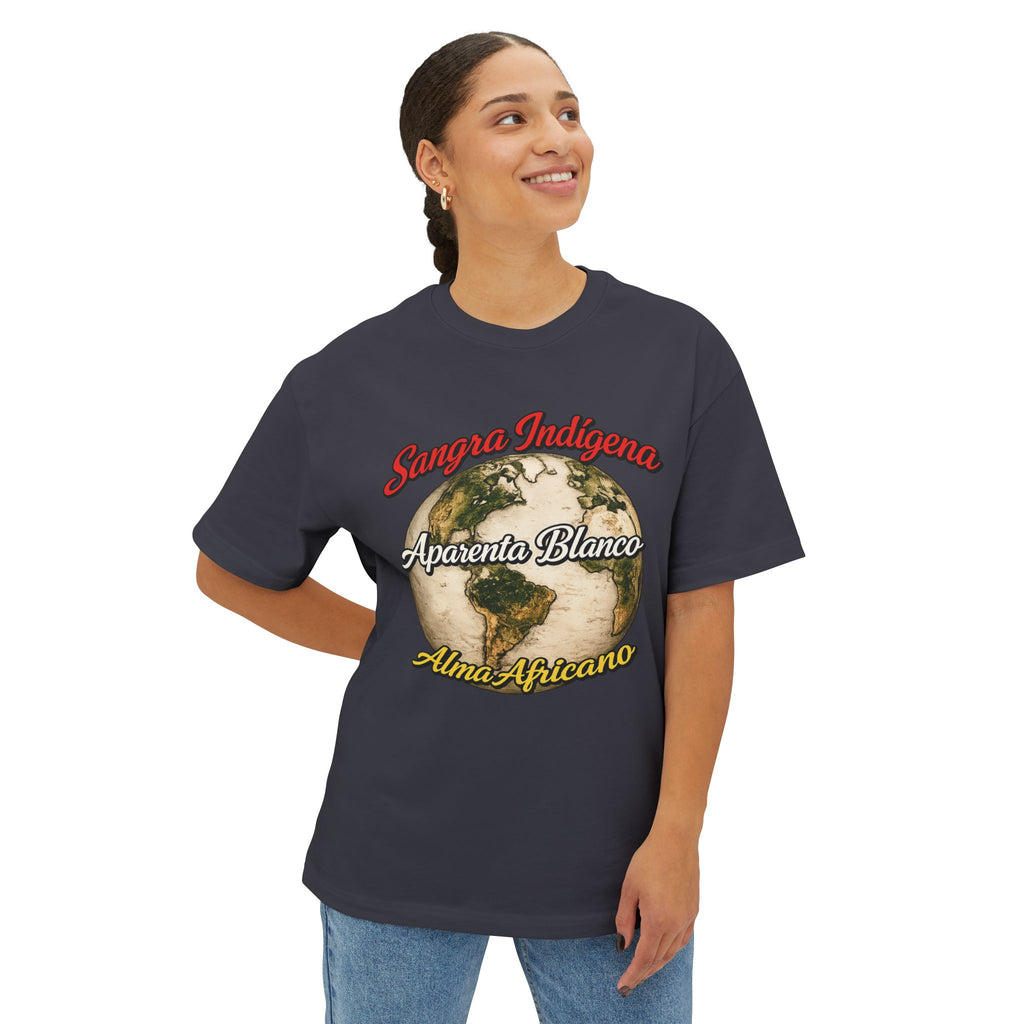 Graphic Tee — "Sangre Indígena, Aparenta Blanco, Alma Africana" Earth Design