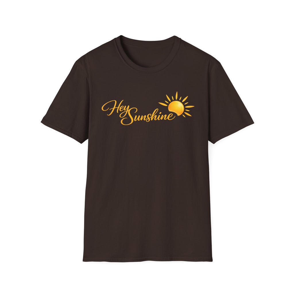 Hey Sunshine T‑Shirt — Bright Sun Script Tee for Women & Men