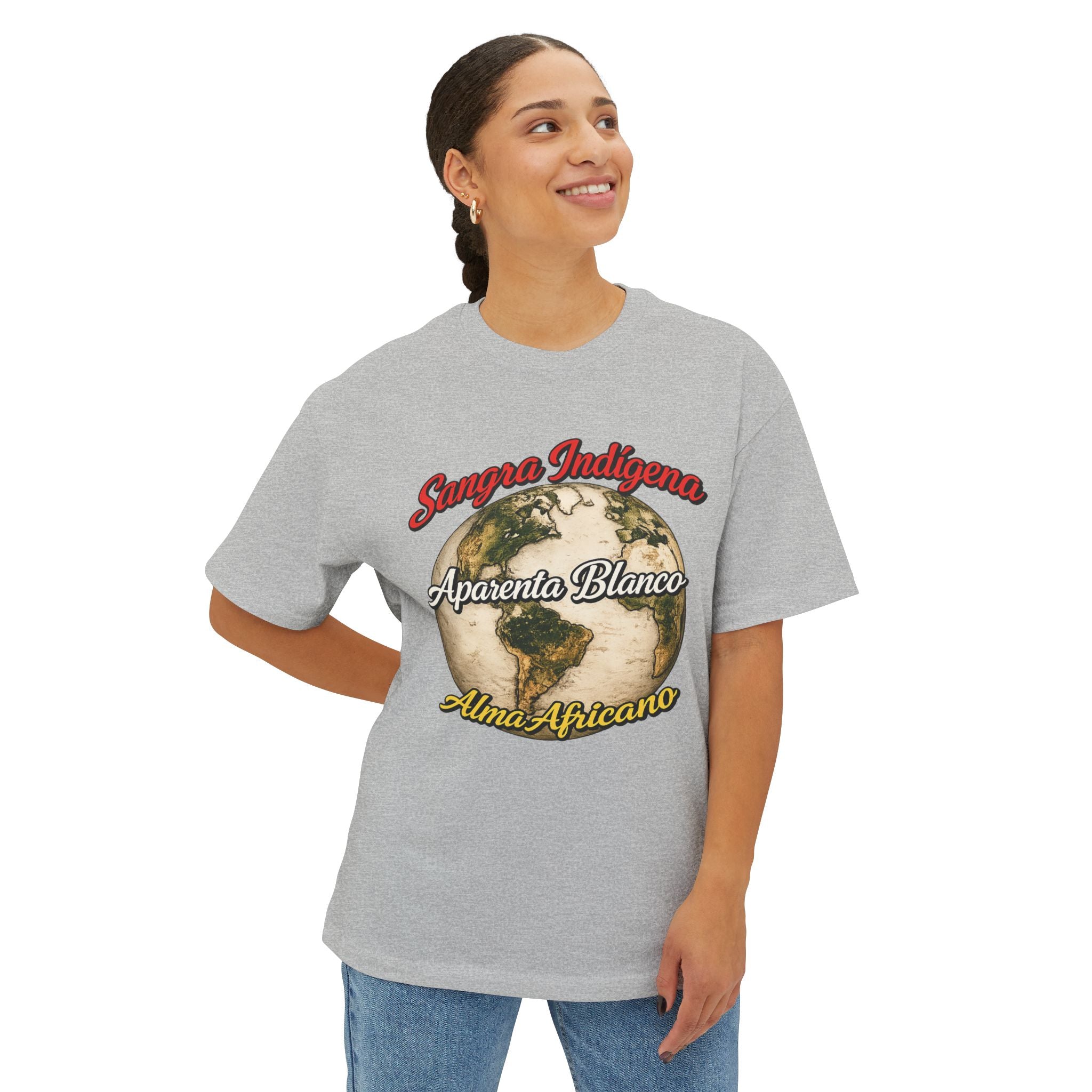 Graphic Tee — "Sangre Indígena, Aparenta Blanco, Alma Africana" Earth Design