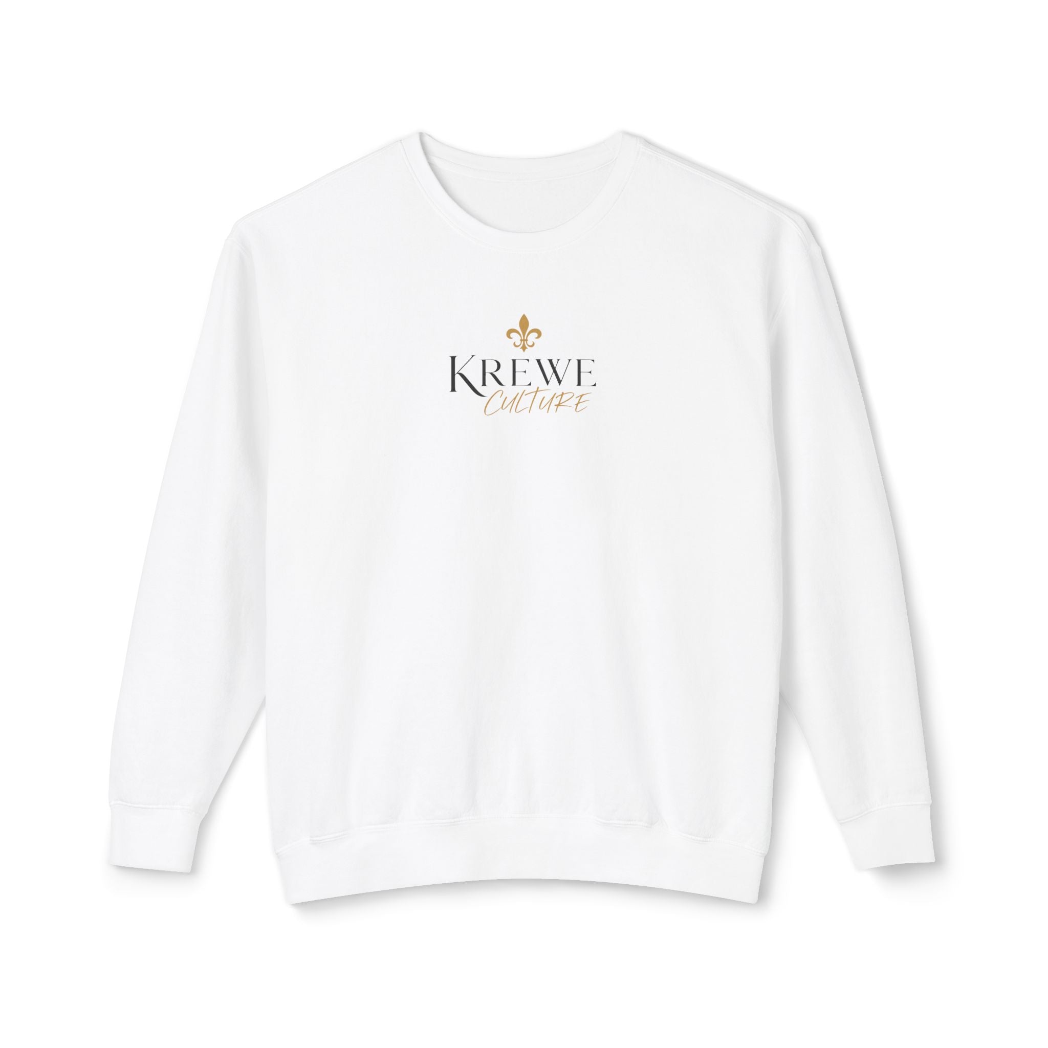 Crewneck Sweatshirt — 'Krewe' Logo Front & "Culture Is Everything" Back (Minimal Luxe)