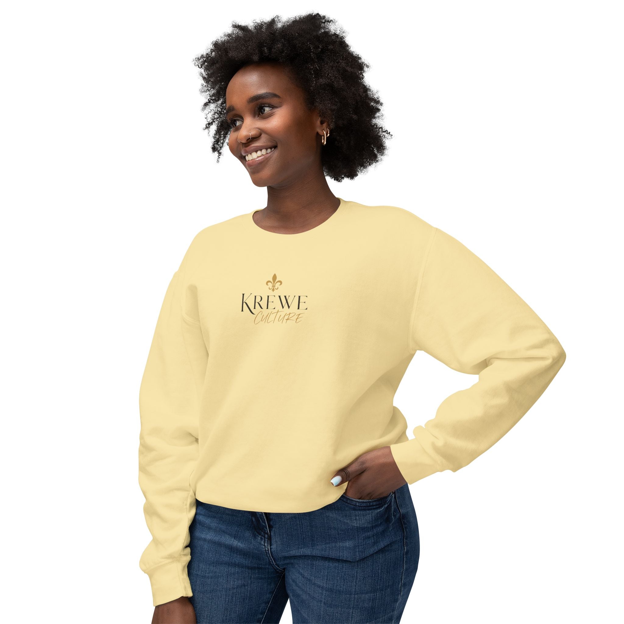 Crewneck Sweatshirt — 'Krewe' Logo Front & "Culture Is Everything" Back (Minimal Luxe)