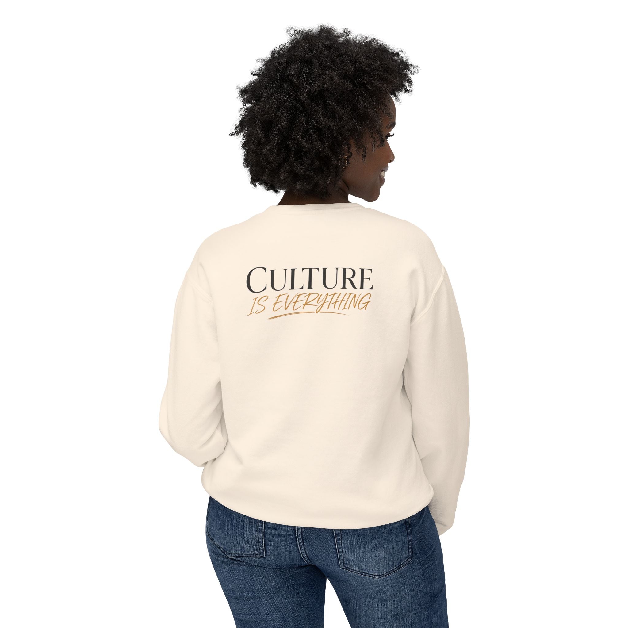 Crewneck Sweatshirt — 'Krewe' Logo Front & "Culture Is Everything" Back (Minimal Luxe)