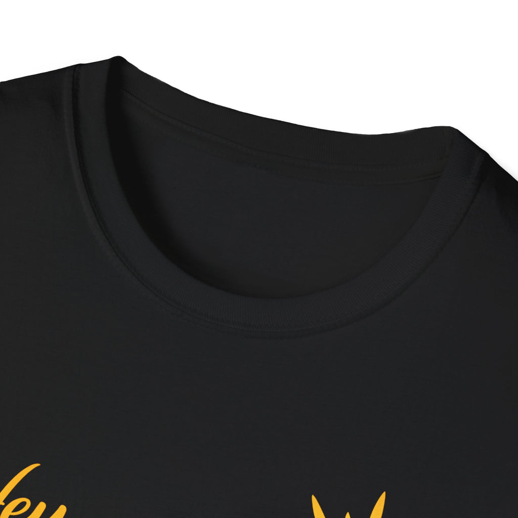 Hey Sunshine T‑Shirt — Bright Sun Script Tee for Women & Men