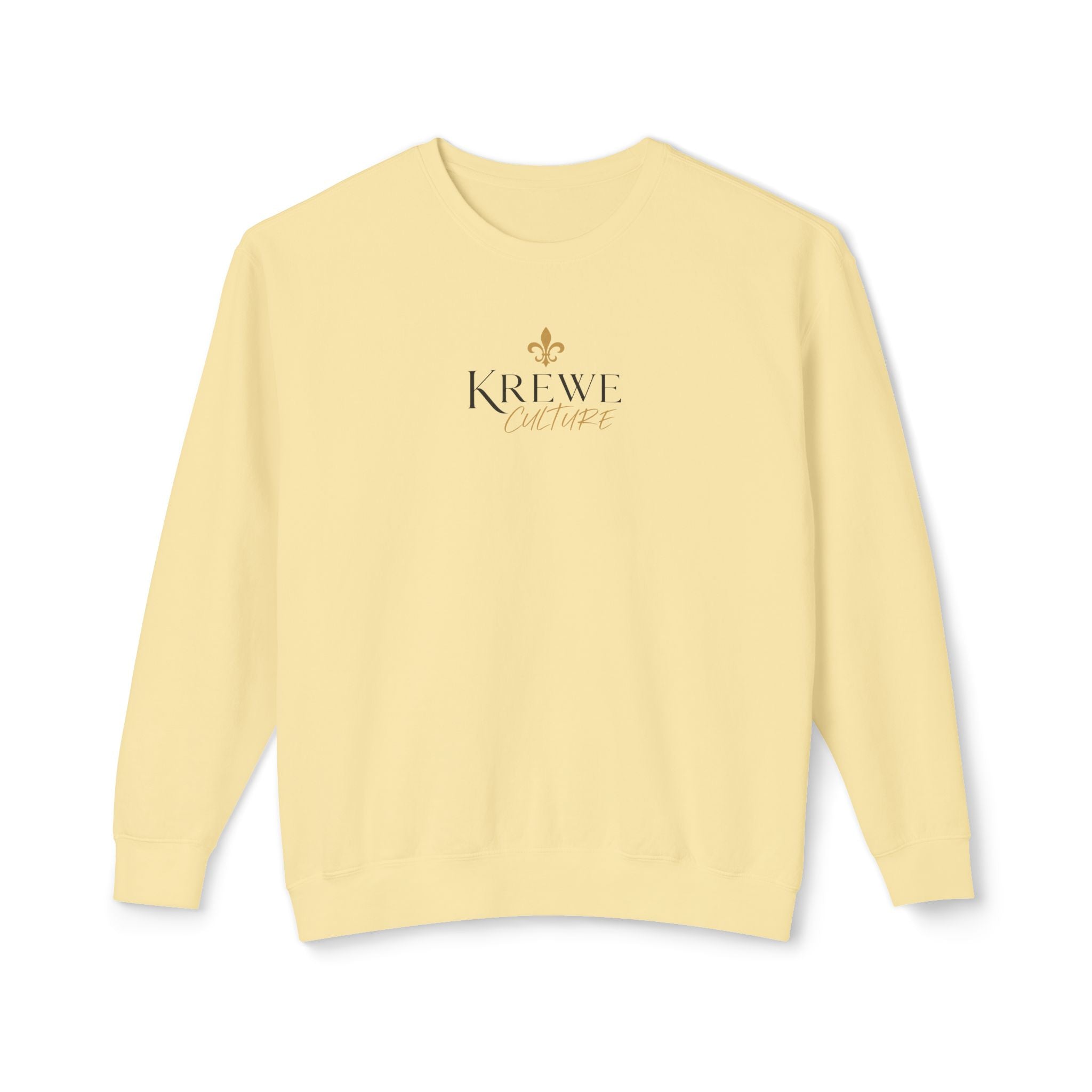 Crewneck Sweatshirt — 'Krewe' Logo Front & "Culture Is Everything" Back (Minimal Luxe)