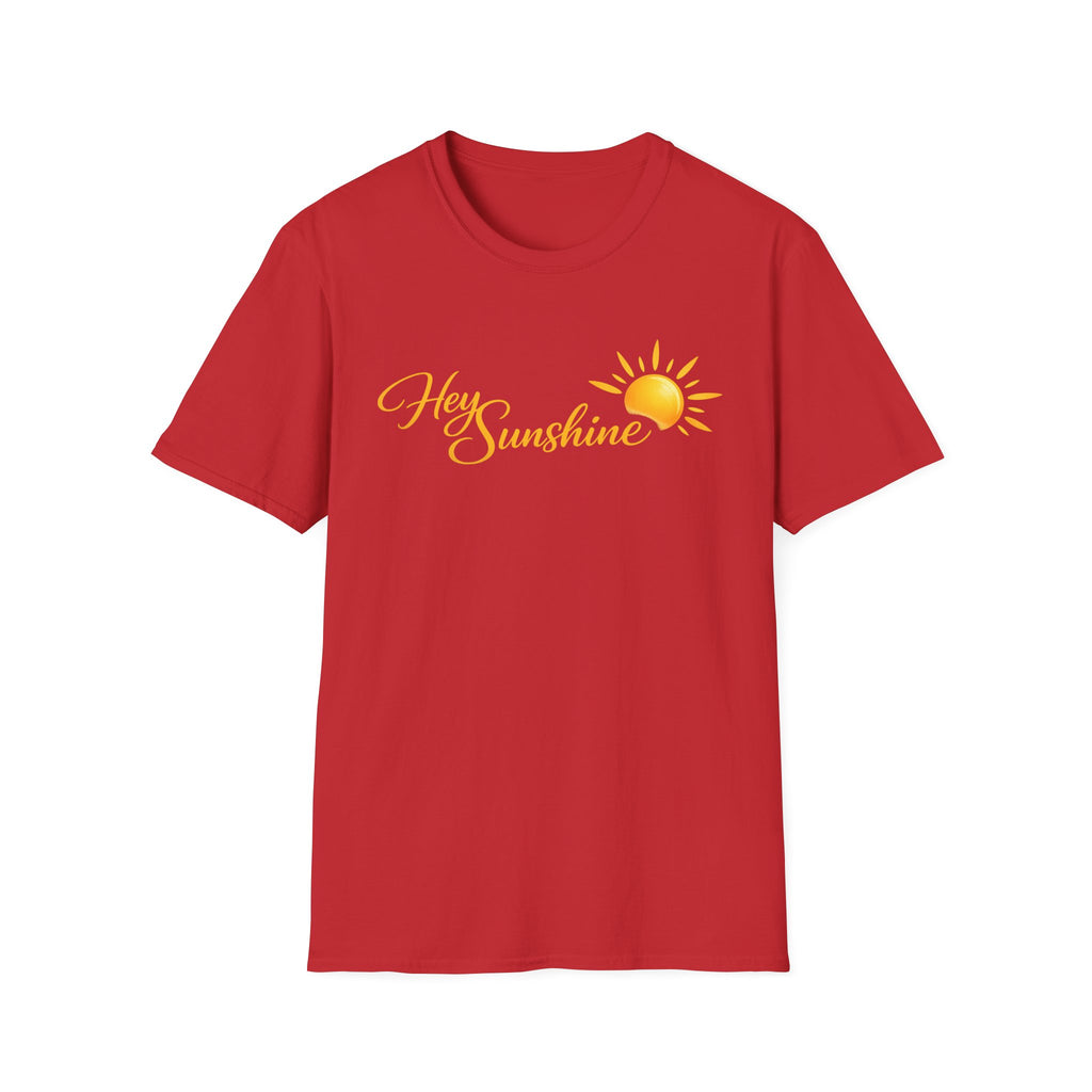 Hey Sunshine T‑Shirt — Bright Sun Script Tee for Women & Men