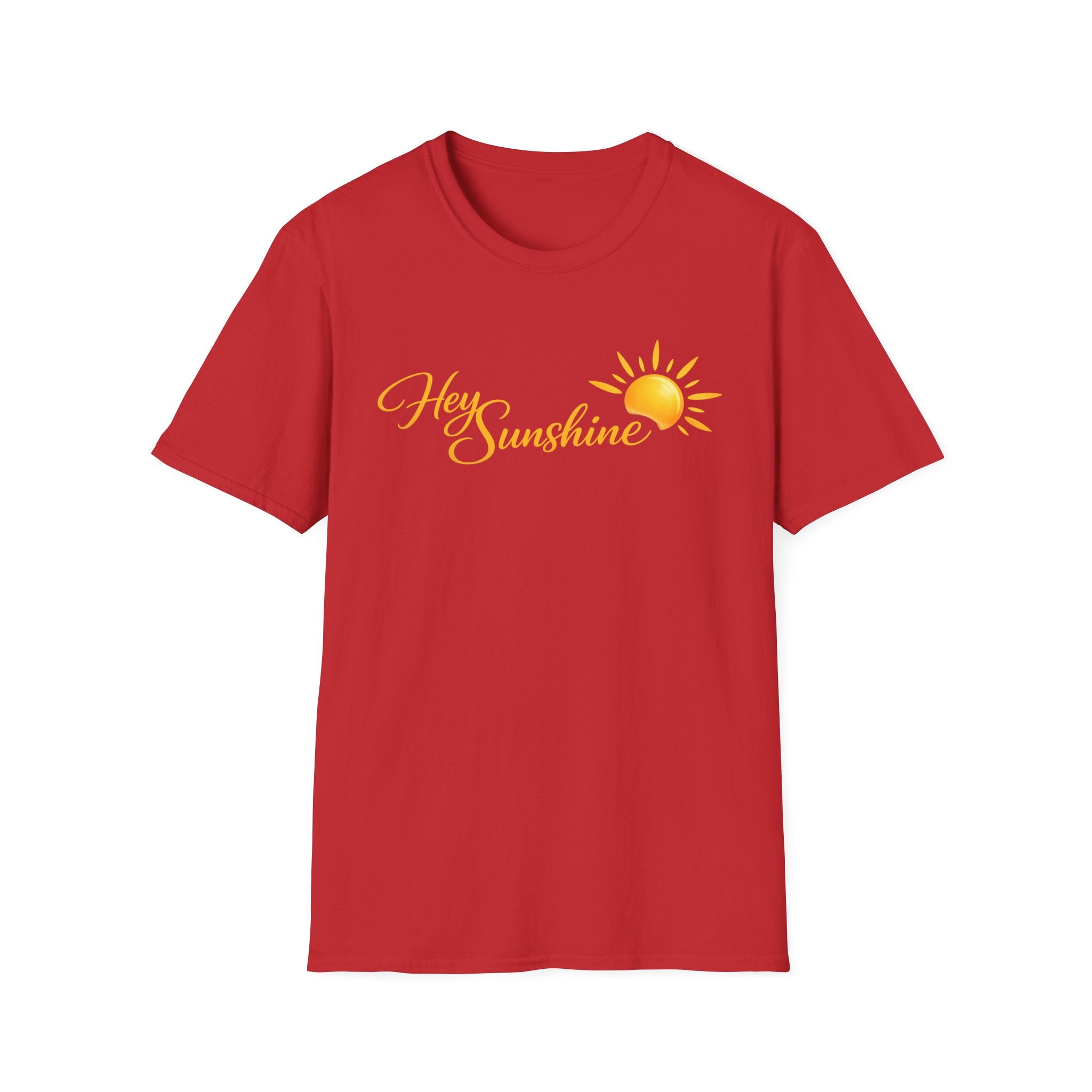 Hey Sunshine T‑Shirt — Bright Sun Script Tee for Women & Men