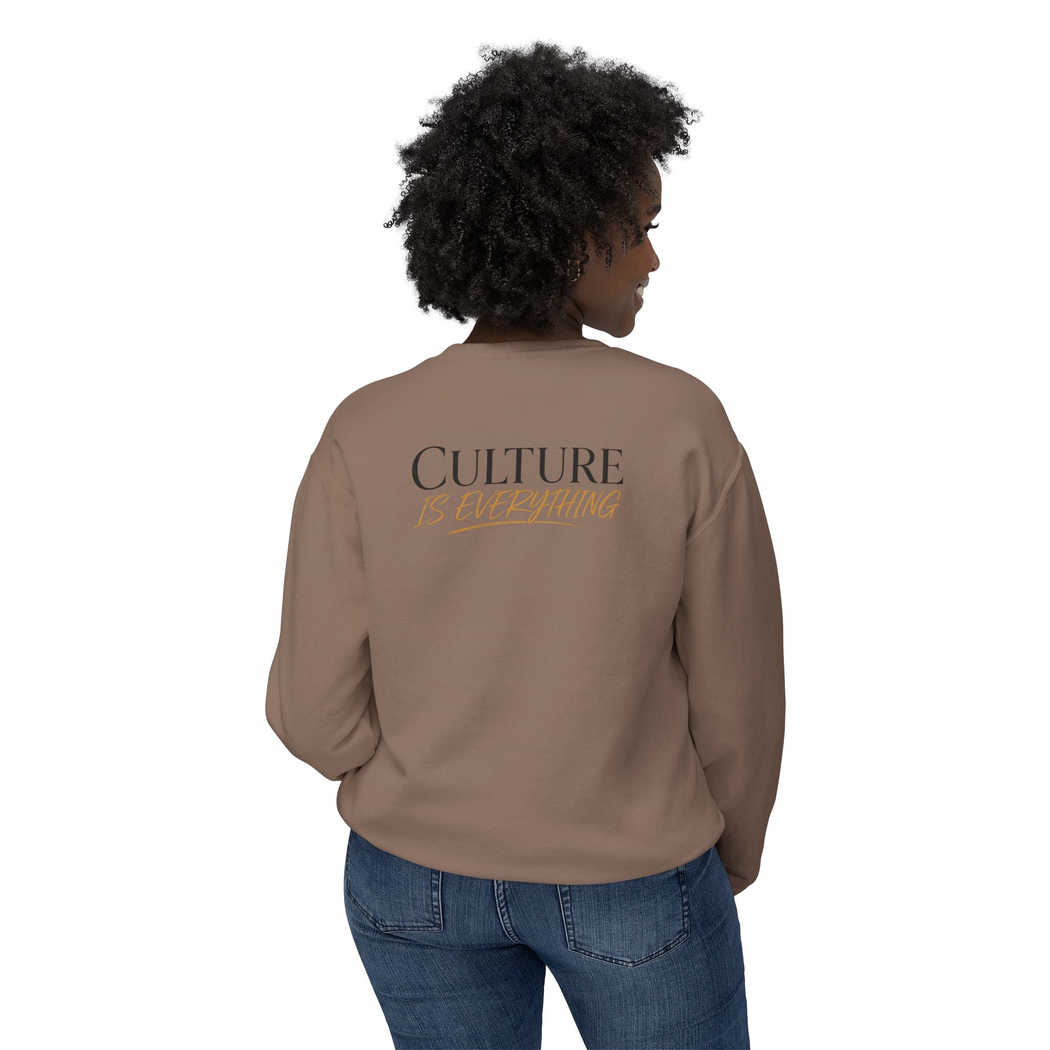 Crewneck Sweatshirt — 'Krewe' Logo Front & "Culture Is Everything" Back (Minimal Luxe)