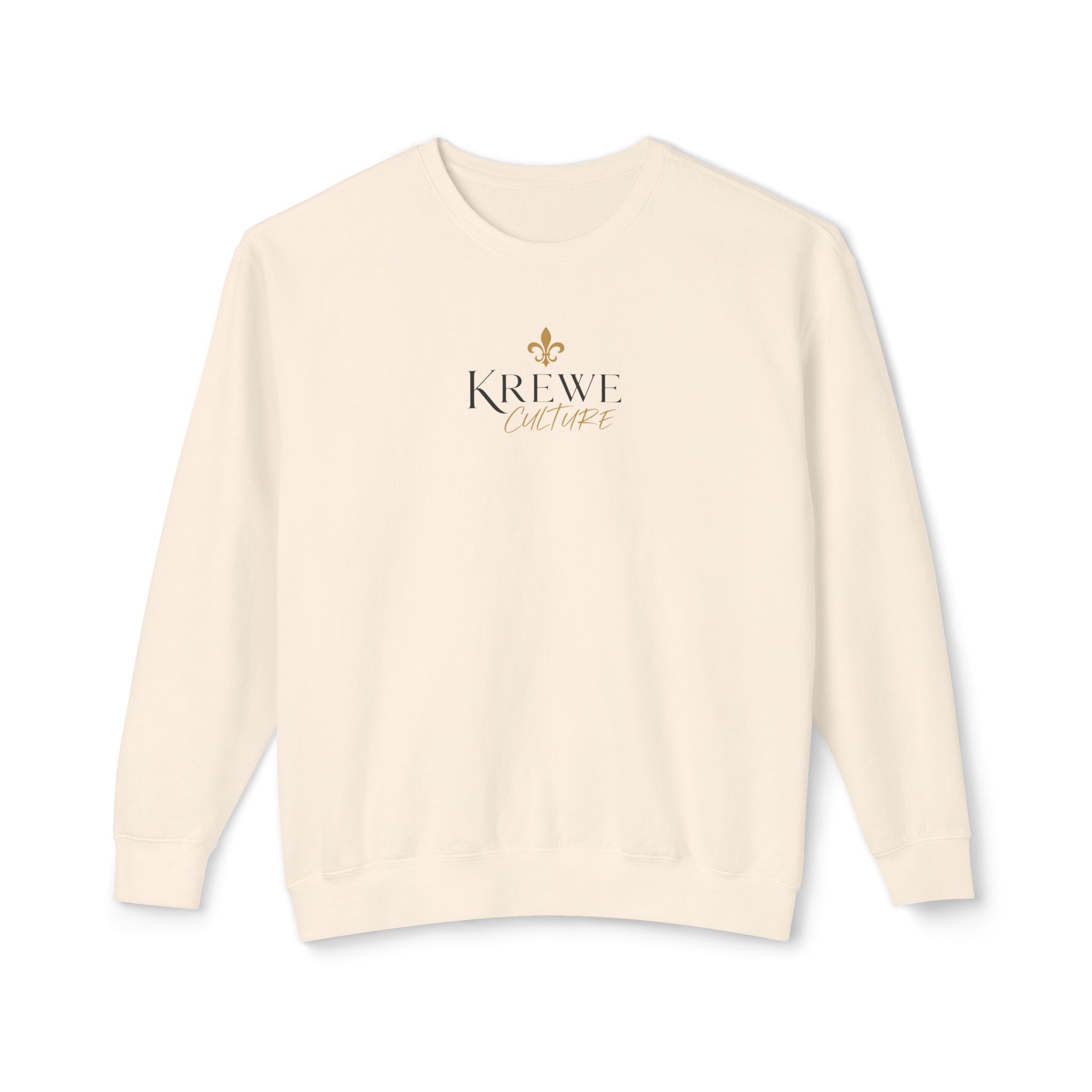Crewneck Sweatshirt — 'Krewe' Logo Front & "Culture Is Everything" Back (Minimal Luxe)