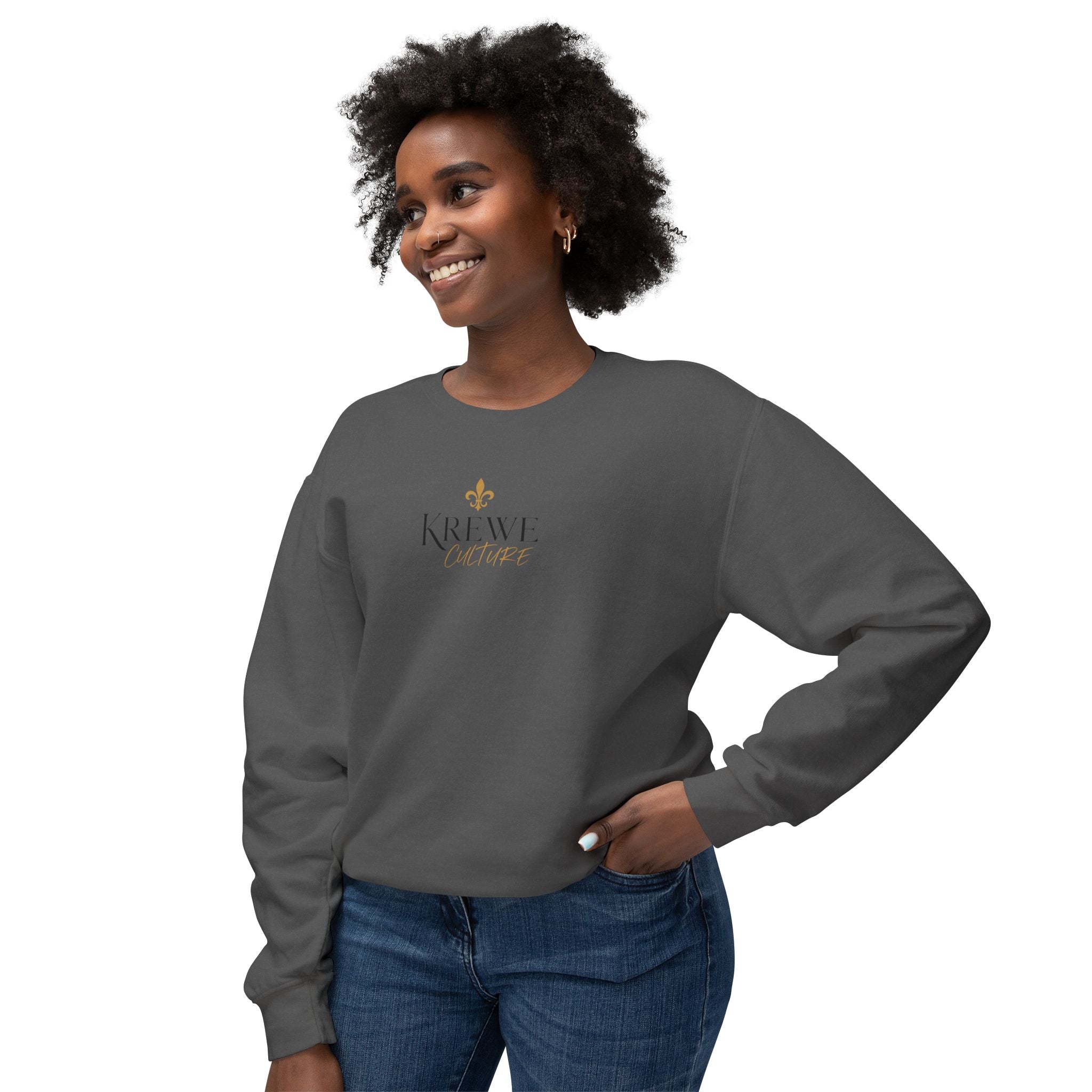 Crewneck Sweatshirt — 'Krewe' Logo Front & "Culture Is Everything" Back (Minimal Luxe)