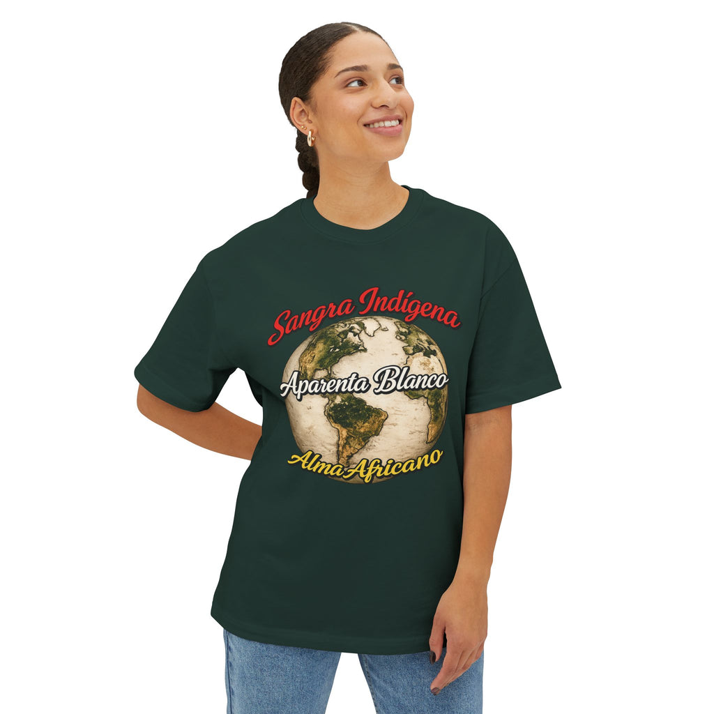 Graphic Tee — "Sangre Indígena, Aparenta Blanco, Alma Africana" Earth Design