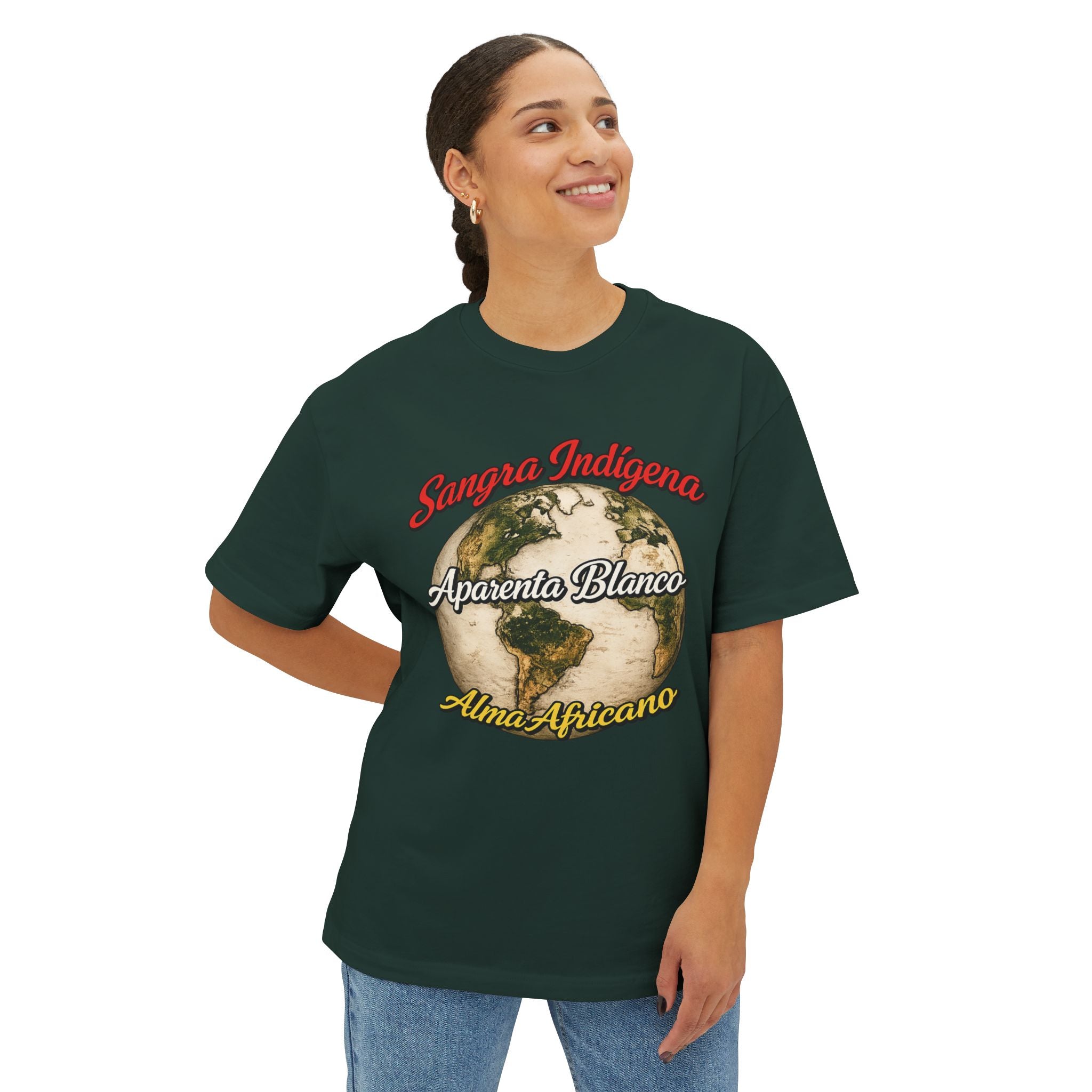 Graphic Tee — "Sangre Indígena, Aparenta Blanco, Alma Africana" Earth Design