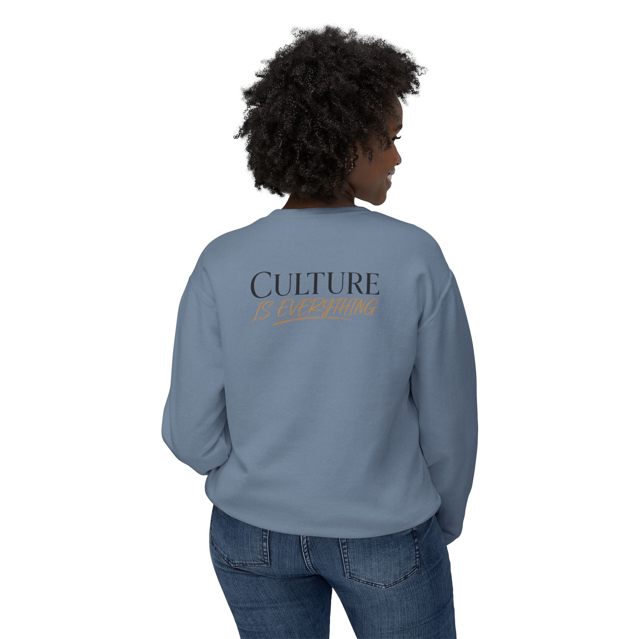 Crewneck Sweatshirt — 'Krewe' Logo Front & "Culture Is Everything" Back (Minimal Luxe)
