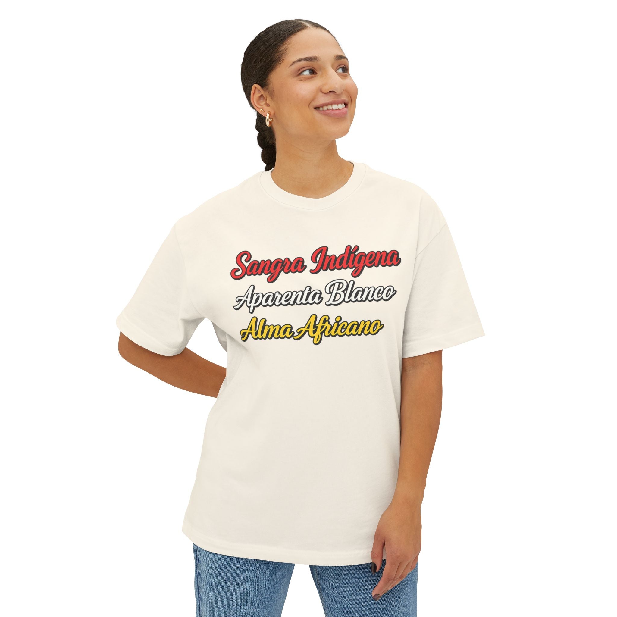 Graphic Tee — "Sangre Indígena, Apariencia Blanco, Alma Africano"