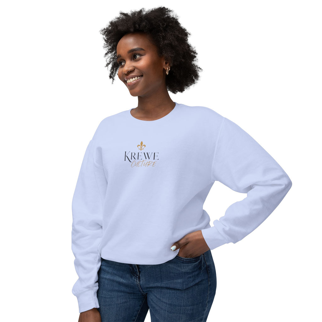 Crewneck Sweatshirt — 'Krewe' Logo Front & "Culture Is Everything" Back (Minimal Luxe)