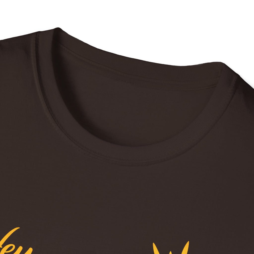 Hey Sunshine T‑Shirt — Bright Sun Script Tee for Women & Men