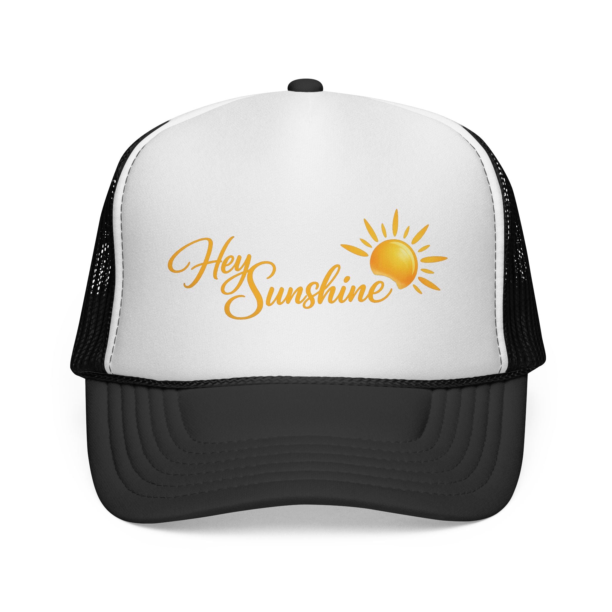 Hey Sunshine Trucker Cap — Sunny Script Embroidered Mesh Hat