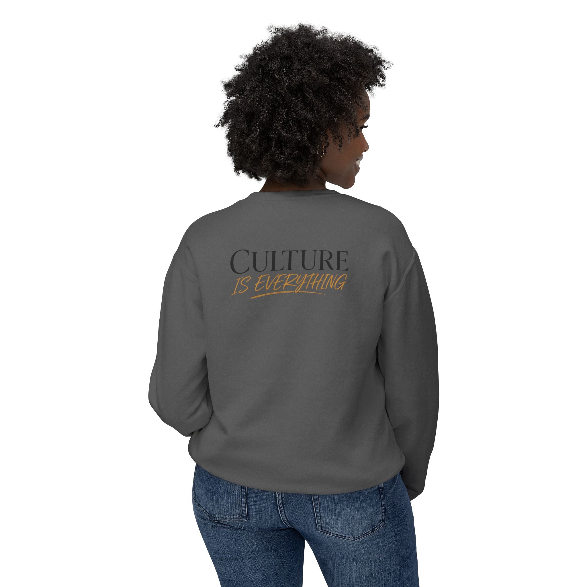 Crewneck Sweatshirt — 'Krewe' Logo Front & "Culture Is Everything" Back (Minimal Luxe)