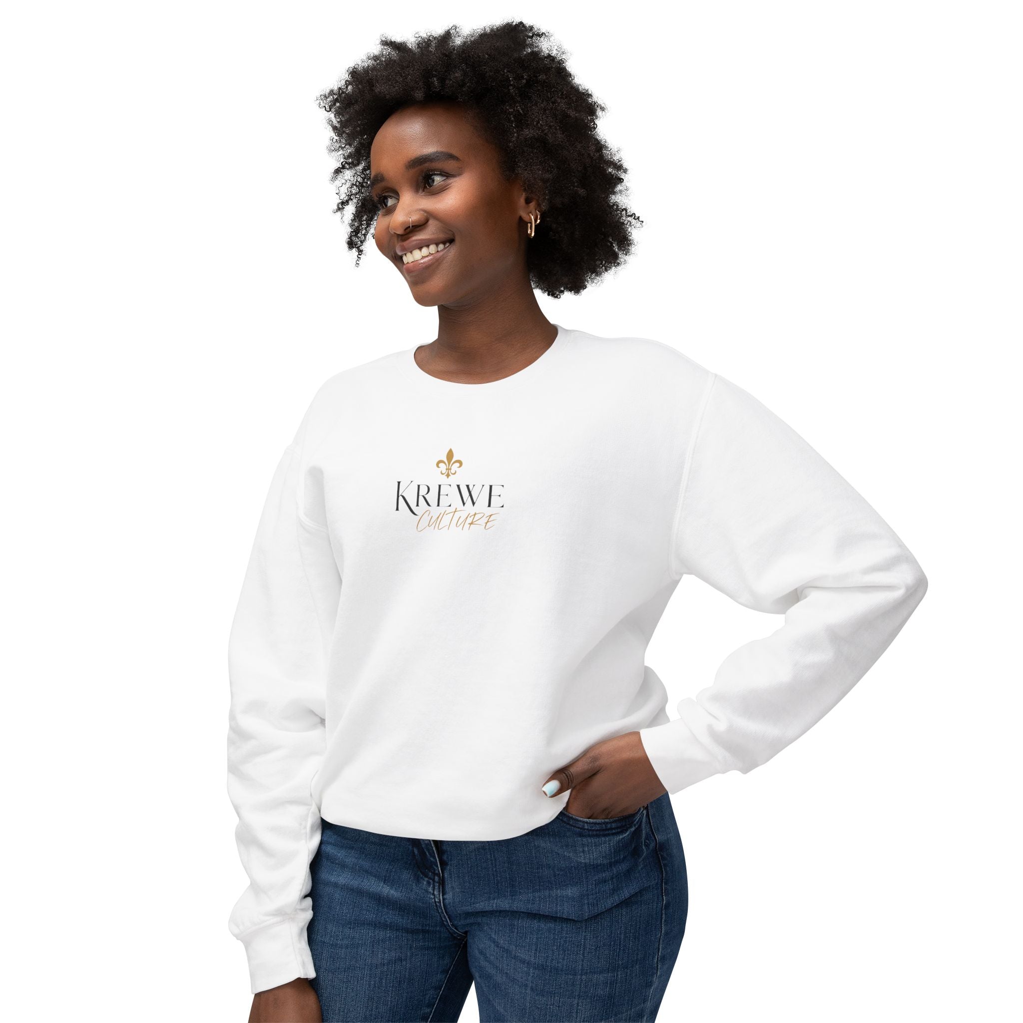 Crewneck Sweatshirt — 'Krewe' Logo Front & "Culture Is Everything" Back (Minimal Luxe)